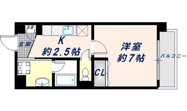 荒本駅 徒歩2分 3階の物件間取画像